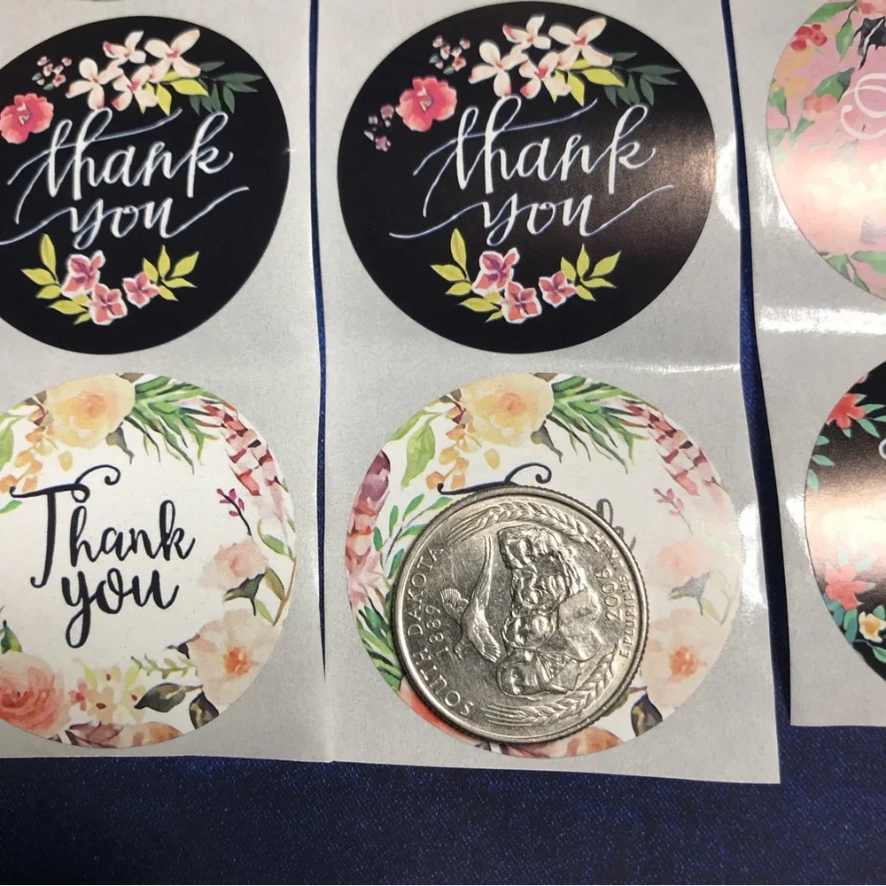 200 thank you stickers 8 designs size 1.5